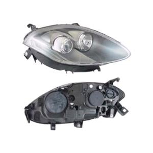 Lights, Right Headlamp (Grey Bezel, Twin Reflector, Halogen, Takes H7/H1 Bulbs, Supplied With Motor And Bulbs, Original Equipment) for Fiat BRAVO Van 2010 on, 
