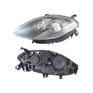 Lights, Left Headlamp (Grey Bezel, Twin Reflector, Halogen, Takes H7/H1 Bulbs, Supplied With Motor And Bulbs, Original Equipment) for Fiat BRAVO 2010 on, 