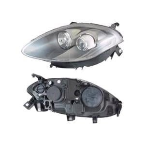 Lights, Left Headlamp (Grey Bezel, Twin Reflector, Halogen, Takes H7/H1 Bulbs, Supplied With Motor And Bulbs, Original Equipment) for Fiat BRAVO Van 2010 on, 