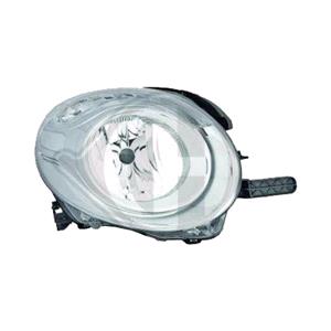 Lights, Right Headlamp (Upper, Halogen, Takes H7 Bulb, With Chrome Bezel, Supplied With Bulbs & Motor, Original Equipment) for Fiat 500L 2013 2017, 