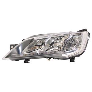 Lights, Left Headlamp (Halogen, Takes H7 / H7 Bulbs, With LED Daytime Running Light, Silver Bezel, Supplied With Motor, Original Equipment) for Fiat DUCATO van 2014 on, 
