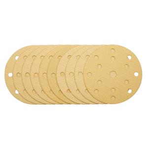 Sanding Discs, Draper 08473 Gold Sanding Discs with Hook and Loop 150mm 120 Grit 15 Dust Extraction Holes (Pack of 10), Draper