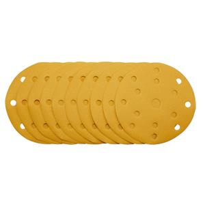 Sanding Discs, Draper 08477 Gold Sanding Discs with Hook & Loop, 150mm, 320 Grit, 15 Dust Extraction Holes   Pack of 10, Draper