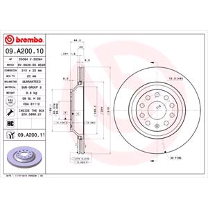 Brake Discs, Brembo Prime Rear Axle Brake Discs (Pair)   Diameter: 310mm   09.A200.11, Brembo