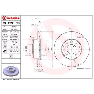 Brake Discs, Brembo Prime Front Axle Brake Discs (Pair)   Diameter: 280mm   09.A235.20, Brembo