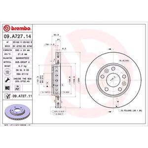 Brake Discs, Brembo Prime Front Axle Brake Discs (Pair)   Diameter: 280mm   09.A727.11, Brembo