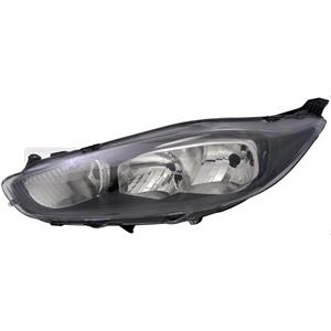 Lights, Left Headlamp (Halogen, Reflector Type, Black Bezel, Takes H7 / H15 Bulbs, Supplied With Motor, Original Equipment) for Ford FIESTA VI 2013 2017, 