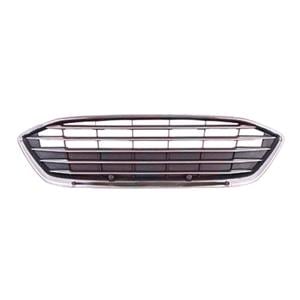 Grilles, Ford Focus 2018 2022 Front Bumper Grille, Matt Black, With Chrome Frame, With Chrome Mouldings, 