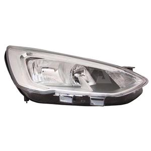 Lights, Right Headlamp (Halogen, Silver Bezel, Takes H7 / H1 Bulbs, With LED Daytime Running Light, Supplied With Motor) for Ford FOCUS IV Saloon 2018 on, 