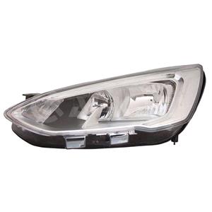 Lights, Left Headlamp (Halogen, Silver Bezel, Takes H7 / H1 Bulbs, With LED Daytime Running Light, Supplied With Motor) for Ford FOCUS IV Estate 2018 on, 