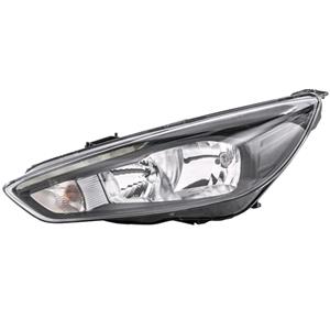 Lights, Left Headlamp (Halogen, Black Bezel, Takes H7 / H1 Bulbs, With LED Daytime Running Light) for Ford FOCUS III Estate  2015 to 2018, 