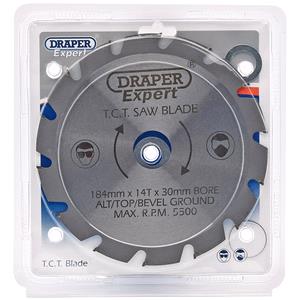 Circular Saw Blades, Draper Expert 09497 TCT Saw Blade   Nail Cutting 184X30mmx14T, Draper