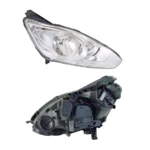 Lights, Right Headlamp (Reflector Type, Halogen, Takes H7/H1 Bulbs, Supplied With Motor And Bulbs, Original Equipment) for Ford C MAX 2010 2015, 