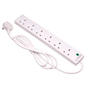 Extension Leads, Draper 09659 Six Socket Surge Protected Extension Lead with Neon Indicator, 2m, Draper