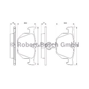 Brake Pads, Bosch Rear Brake Pads (Full set for Rear Axle)   0986424766, Bosch