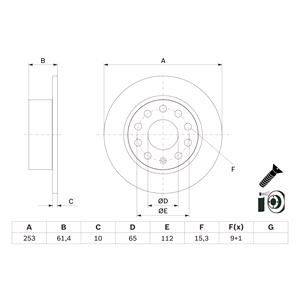 Brake Discs, Bosch Rear Axle Brake Discs (Pair)   Diameter: 253mm   0986479E00, Bosch