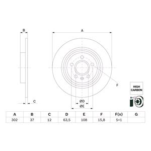 Brake Discs, Bosch Rear Axle Brake Discs (Pair)   Diameter: 302mm   0986479G98, Bosch