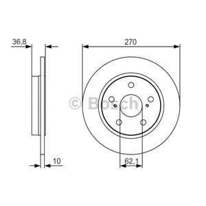 Brake Discs, Bosch Rear Axle Brake Discs (Pair)   Diameter: 270mm   0986479S64, Bosch