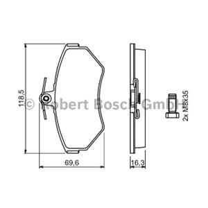 Brake Pads, Bosch Front Brake Pads (Full set for Front Axle)   0986494010, Bosch