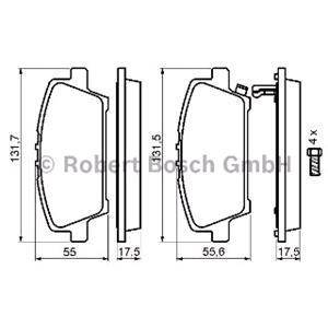 Brake Pads, Bosch Front Brake Pads (Full set for Front Axle)   0986494136, Bosch