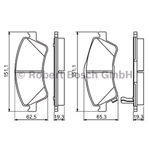 Brake Pads, Bosch Front Brake Pads (Full set for Front Axle)   0986494187, Bosch