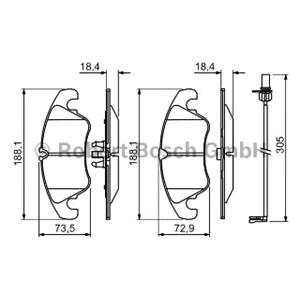 Brake Pads, Bosch Front Brake Pads (Full set for Front Axle), Bosch