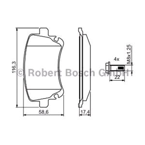 Brake Pads, Bosch Rear Brake Pads (Full set for Rear Axle)   0986494303, Bosch