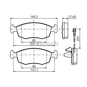 Brake Pads, Bosch Front Brake Pads (Full set for Front Axle)   0986494463, Bosch