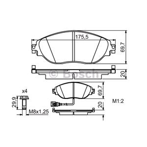 Brake Pads, Bosch Front Brake Pads (Full set for Front Axle)   0986494704, Bosch