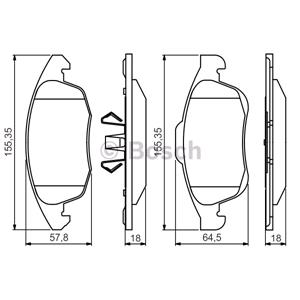 Brake Pads, Bosch Front Brake Pads (Full set for Front Axle)   0986495258, Bosch