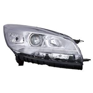 Lights, Right Headlamp (Halogen, Takes H7 / H1 Bulbs, With LED Daytime Running Light, Chrome Bezel, Titanium Models Models, Supplied With Bulbs, Original Equipment) for Ford KUGA 2016 2017, 