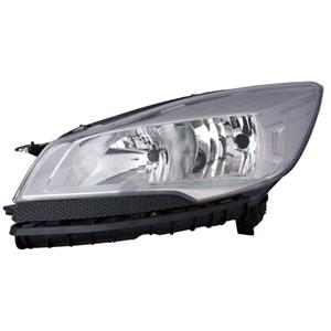 Lights, Right Headlamp (Takes H7 / H15 Bulbs, Chrome Bezel, Zetec Models, Supplied With Bulbs, Original Equipment) for Ford KUGA II VAN 2016 2017, 