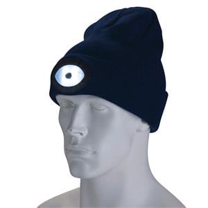 Personal Protective Equipment, Draper 10007 Beanie Hat with Rechargeable Torch, One Size, 1W, 100 Lumens, Navy Blue, Draper