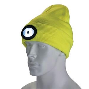 Personal Protective Equipment, Draper 10008 Beanie Hat with Rechargeable Torch, One Size, 1W, 100 Lumens, High vis Yellow, Draper