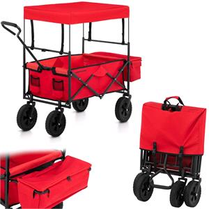 Gardening and Landscaping Equipment, UNIPRODO Folding Garden Cart with Bag and Roof - Red, UNIPRODO