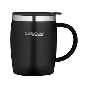 Reusable Mugs, Thermos 450ml Thermocafe Soft Touch Desk Mug Black, Thermos