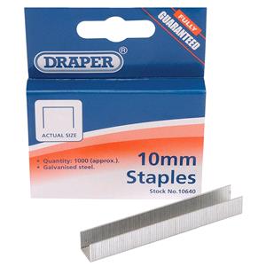 Staples, Draper 10640 10mm Steel Staples (1000), Draper