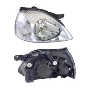Lights, Right Headlamp (Clear Indicator, Supplied With Motor, Takes H4 Bulb) for Kia Rio 2003 2005, 