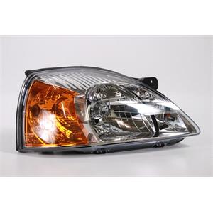Lights, Right Headlamp (Amber Indicator, Supplied With Motor, Takes H4 Bulb) for Kia Rio 2003 2005, 