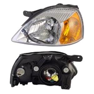 Lights, Left Headlamp (Amber Indicator, Supplied With Motor, Takes H4 Bulb) for Kia Rio 2003 2005, 
