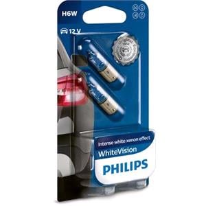 Bulbs   by Bulb Type, Philips WhiteVision 12V H6W BAX9s Bulb   Twin Pack, Philips