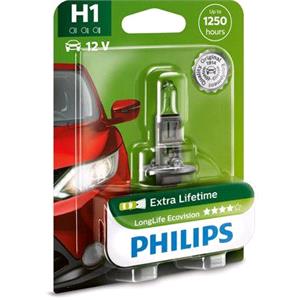 Bulbs   by Bulb Type, Philips Longlife EcoVision 12V H1 55W P14.5s Bulb   Single, Philips