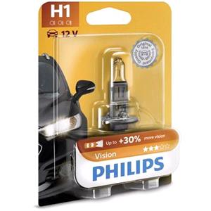 Bulbs   by Bulb Type, Philips Vision 12V H1 55W +30% Brighter Bulb   Single Blister, Philips
