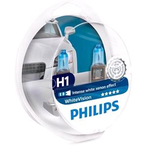 Bulbs   by Bulb Type, Philips WhiteVision 12V H1 55W Bulb   Twin Pack, Philips