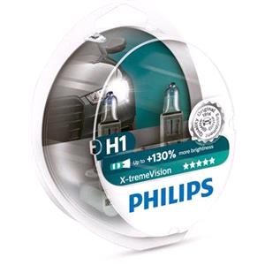 Bulbs   by Bulb Type, Philips X tremeVision 12V H1 55W +130% Brighter Bulb   Twin Pack, Philips