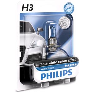 Bulbs   by Bulb Type, Philips WhiteVision 12V H3 55W PK22s Bulb   Single, Philips