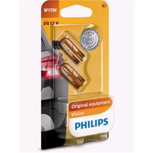 Bulbs   by Bulb Type, Philips 12V WY5W Capless Amber Bulb   Twin Pack, Philips