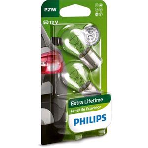 Bulbs   by Bulb Type, Philips LongLife EcoVision 12V P21W BA15s Bulb   Twin Pack, Philips