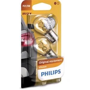 Bulbs   by Bulb Type, Philips Vision 12V P21W BAY15d Bulb   Twin Pack, Philips