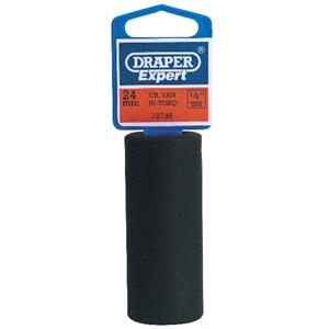 Sockets, Draper Expert 12746 24mm 1 2 inch Square Drive Deep Impact Socket, Draper